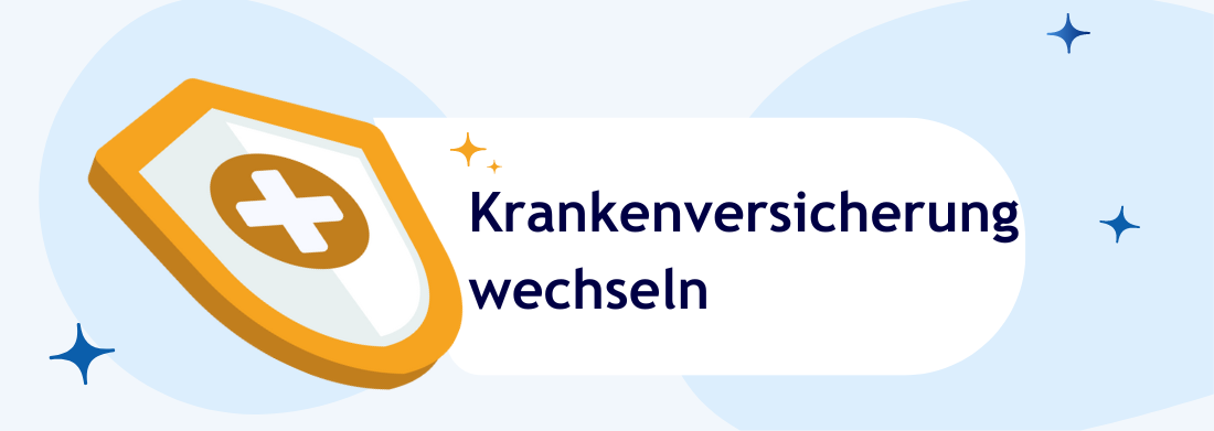 Gelbes Versicherungsschild und Aufschrift Krankenversicherung wechseln