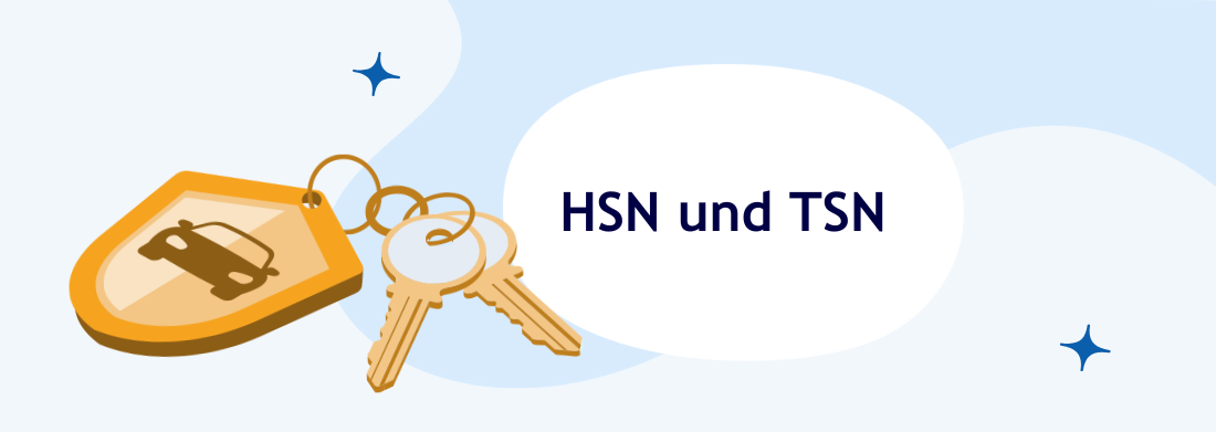 Schild mit Auto und Schlüsseln für HSN und TSN