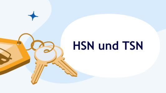 Schild mit Auto und Schlüsseln für HSN und TSN