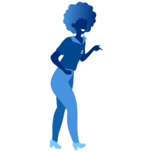 Laufende Frau in blau